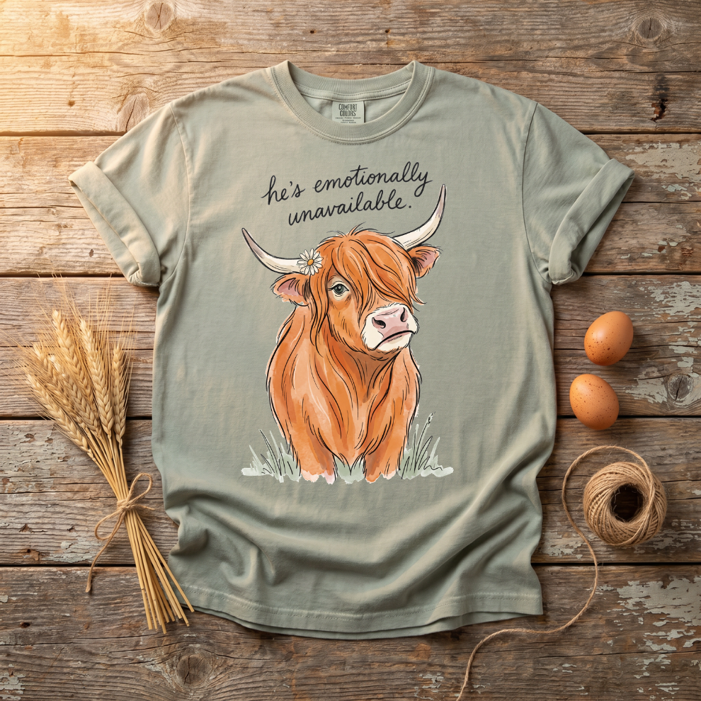 Emotionally Unavailable Highland Cow Unisex T-Shirt
