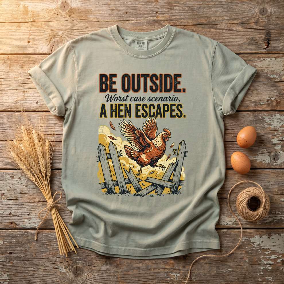 Be Outside (A Hen Escapes) Unisex T-shirt