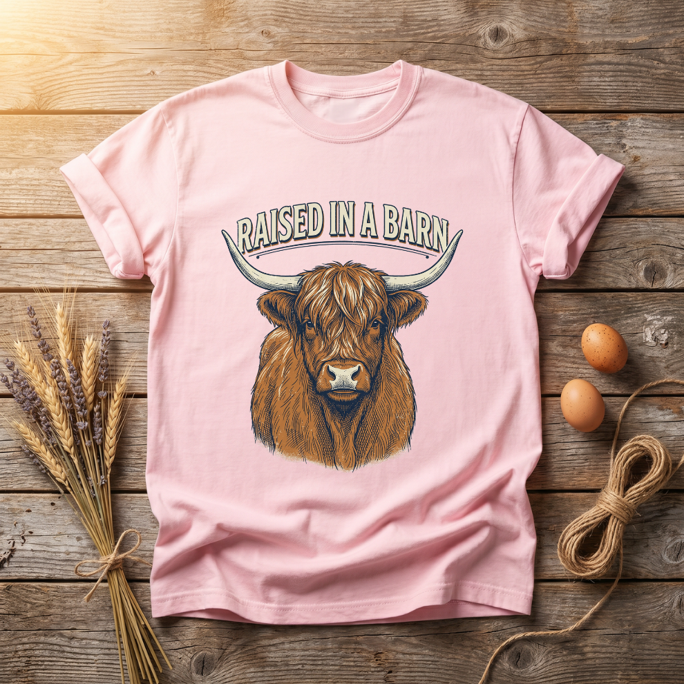 Raised In A Barn Highland Cow Unisex T-Shirt