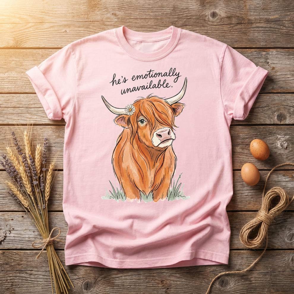 Emotionally Unavailable Highland Cow Unisex T-Shirt