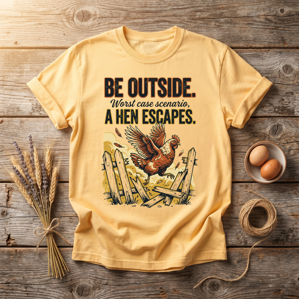 Be Outside (A Hen Escapes) Unisex T-shirt