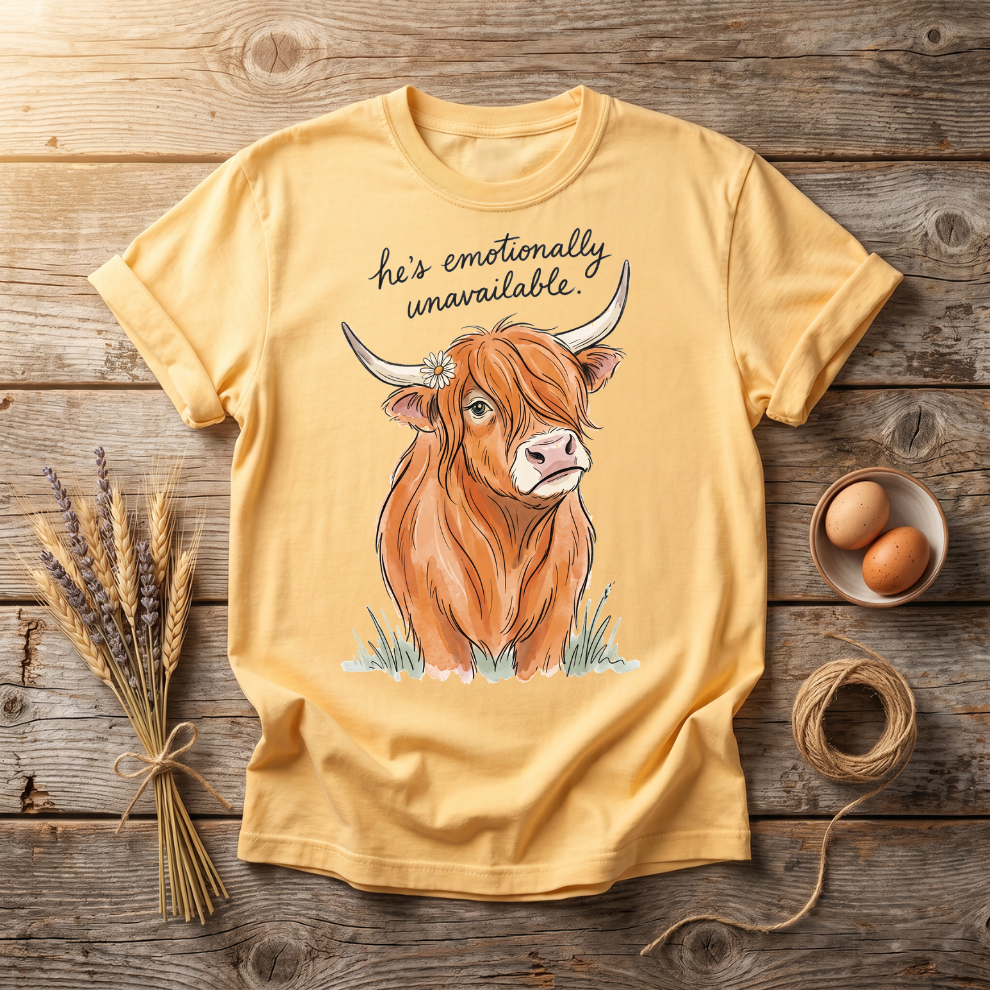 Emotionally Unavailable Highland Cow Unisex T-Shirt