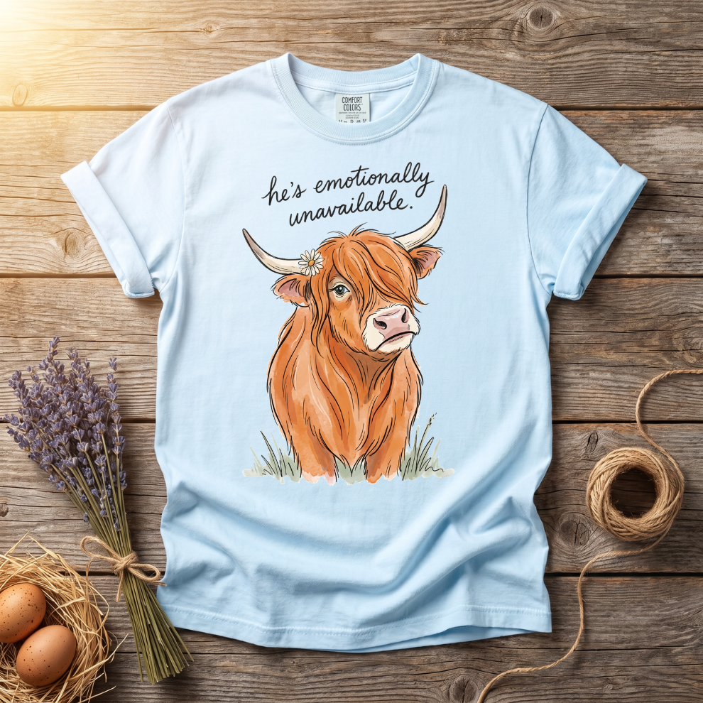 Emotionally Unavailable Highland Cow Unisex T-Shirt