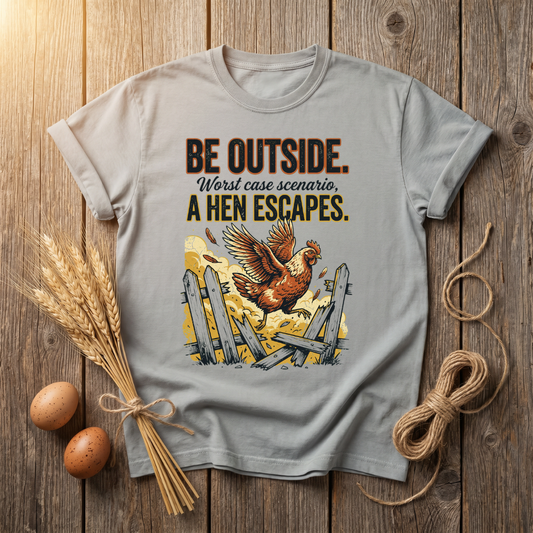 Be Outside (A Hen Escapes) T-shirt