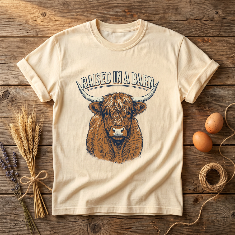Raised In A Barn Highland Cow Unisex T-Shirt