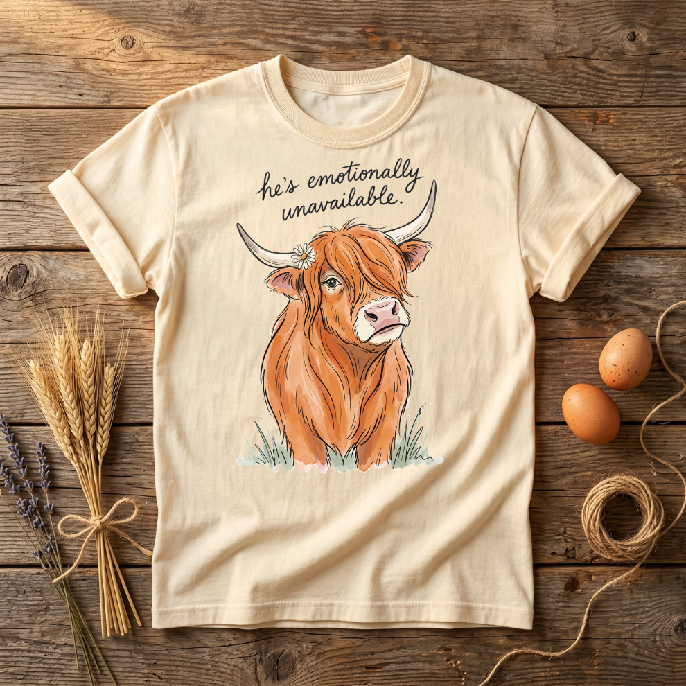 Emotionally Unavailable Highland Cow Unisex T-Shirt