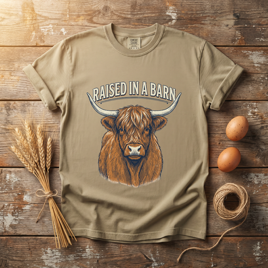 Raised In A Barn Highland Cow Unisex T-Shirt