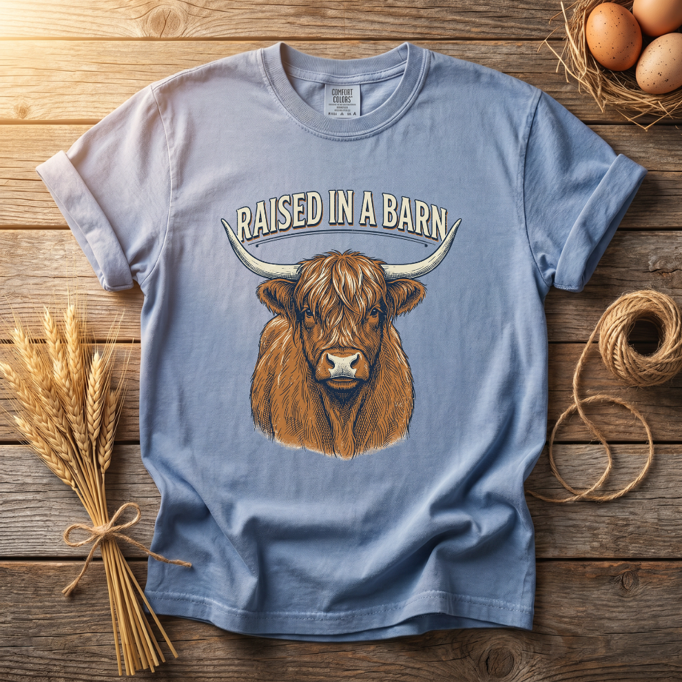 Raised In A Barn Highland Cow Unisex T-Shirt